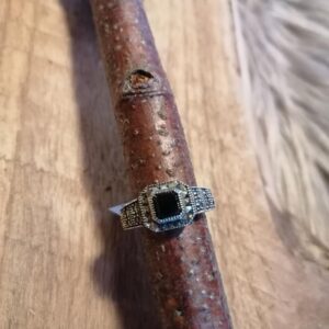Bague en Onyx et Marcassite – Argent 925 – Taille 54
