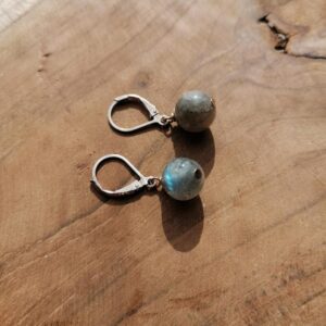 Boucles d’oreilles Boules en Labradorite – Argent