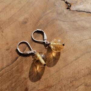 Boucles d’oreilles Boules en Citrine – Argent