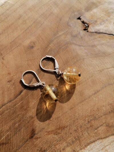 Boucles d’oreilles Boules en Citrine – Argent