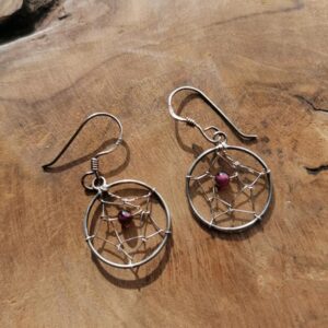 Boucles d’oreilles Attrape rêves en Améthyste – Argent