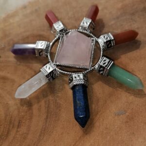 Pyramide de Radionique 7 chakras en Quartz Rose