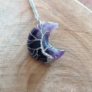 Pendentif lune de Vie en Améthyste