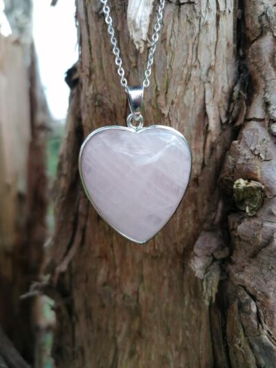 Pendentif Coeur en Quartz Rose