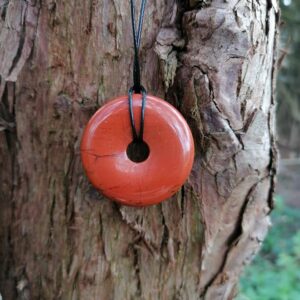 Pendentif Donut en Jaspe Rouge