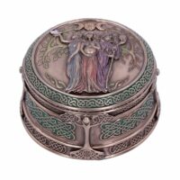 Boîte à bibelots païenne triple lune mère en bronze