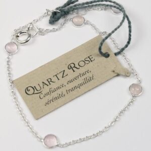 Bracelet pierres Quartz rose 4 mm – Argent 925