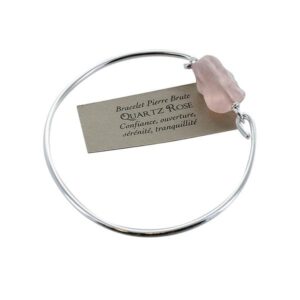 Bracelet Pierre brute Quartz rose – Argent 925