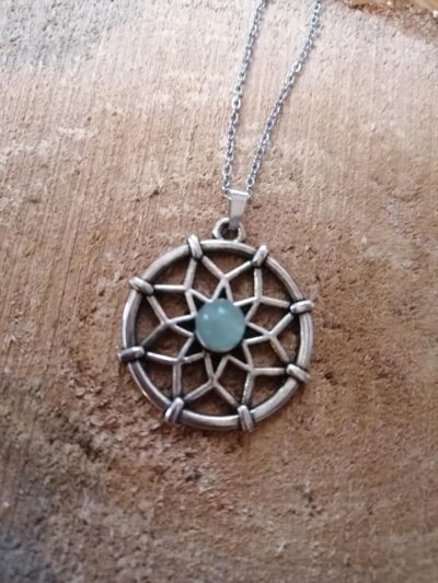 Pendentif Fleur de Vie – Aventurine Verte