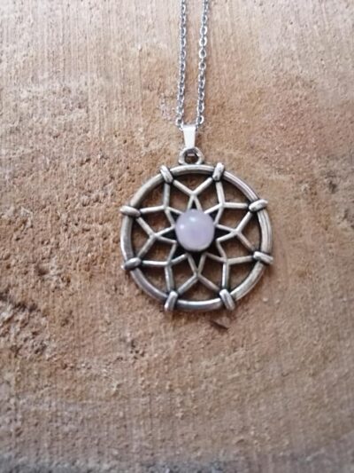 Pendentif Fleur de Vie – Quartz Rose