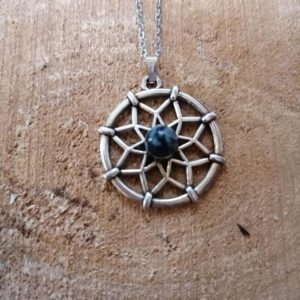 Pendentif Fleur de Vie – Obsidienne flocons de neige