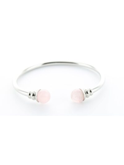 Bracelet cuivre avec Aimants Jonc Métal argenté Perles Quartz Rose