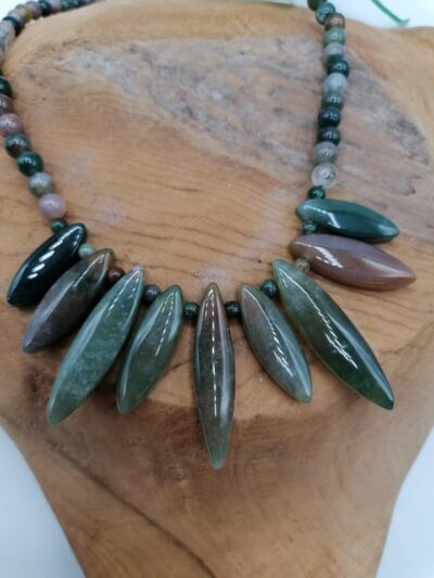 Collier Perles et Galets Aventurine Verte et Agate