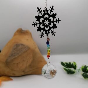 Boule Cristal feng shui 7 chakras et flocon de neige