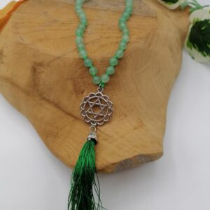 Collier de perles en Aventurine Verte et sceau de Salomon