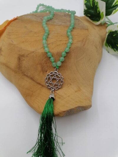 Collier de perles en Aventurine Verte et sceau de Salomon