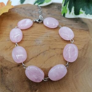 Bracelet Galet en Quartz Rose