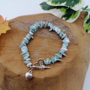 Bracelet Chips et Coeur en Larimar