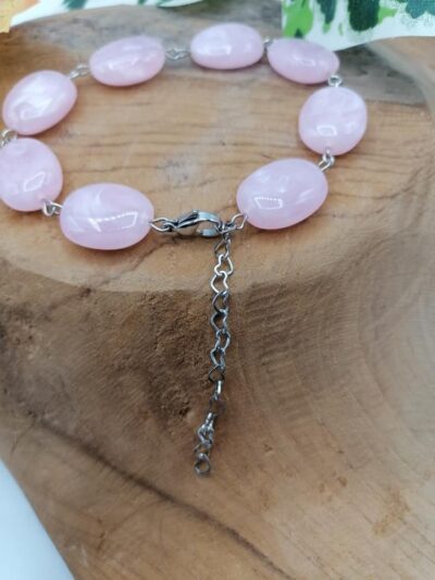 Bracelet Galet en Quartz Rose