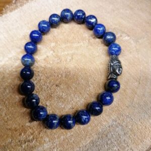 Bracelet Lapis-Lazuli perles de 8 mm et tête de Bouddha