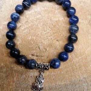Bracelet Sodalite perles de 8 mm et Hiboux