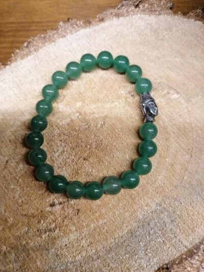 Bracelet Aventurine Verte perles de 8 mm et tête de Bouddha