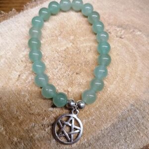 Bracelet Aventurine Verte perles de 8 mm et Pentagramme