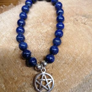 Bracelet Lapis-lazuli perles de 8 mm et Pentagramme