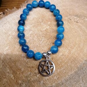 Bracelet Apatite perles de 8 mm et Pentagramme