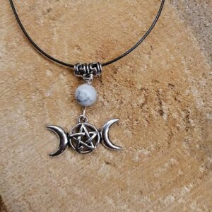 Pendentif Triple Lune et Howlite