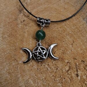 Pendentif Triple Lune et Aventurine Verte