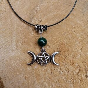 Pendentif Triple Lune et Malachite