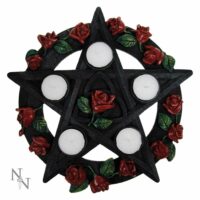 Bougeoir Pentagramme et Roses - 29 cm