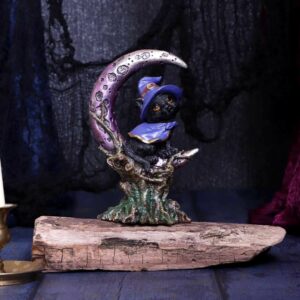 Chat sorcier sur lune – 18 cm