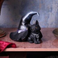 Figurine chat et chapeau de sorcières 10,5 cm