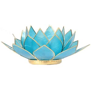 Lotus, bleu clair bord doré