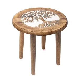 Table d'appoint impression Arbre de Vie bois de manguier