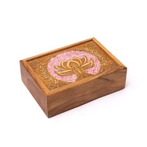 Boîte à tarot ou à bijoux lotus Namaste quartz rose