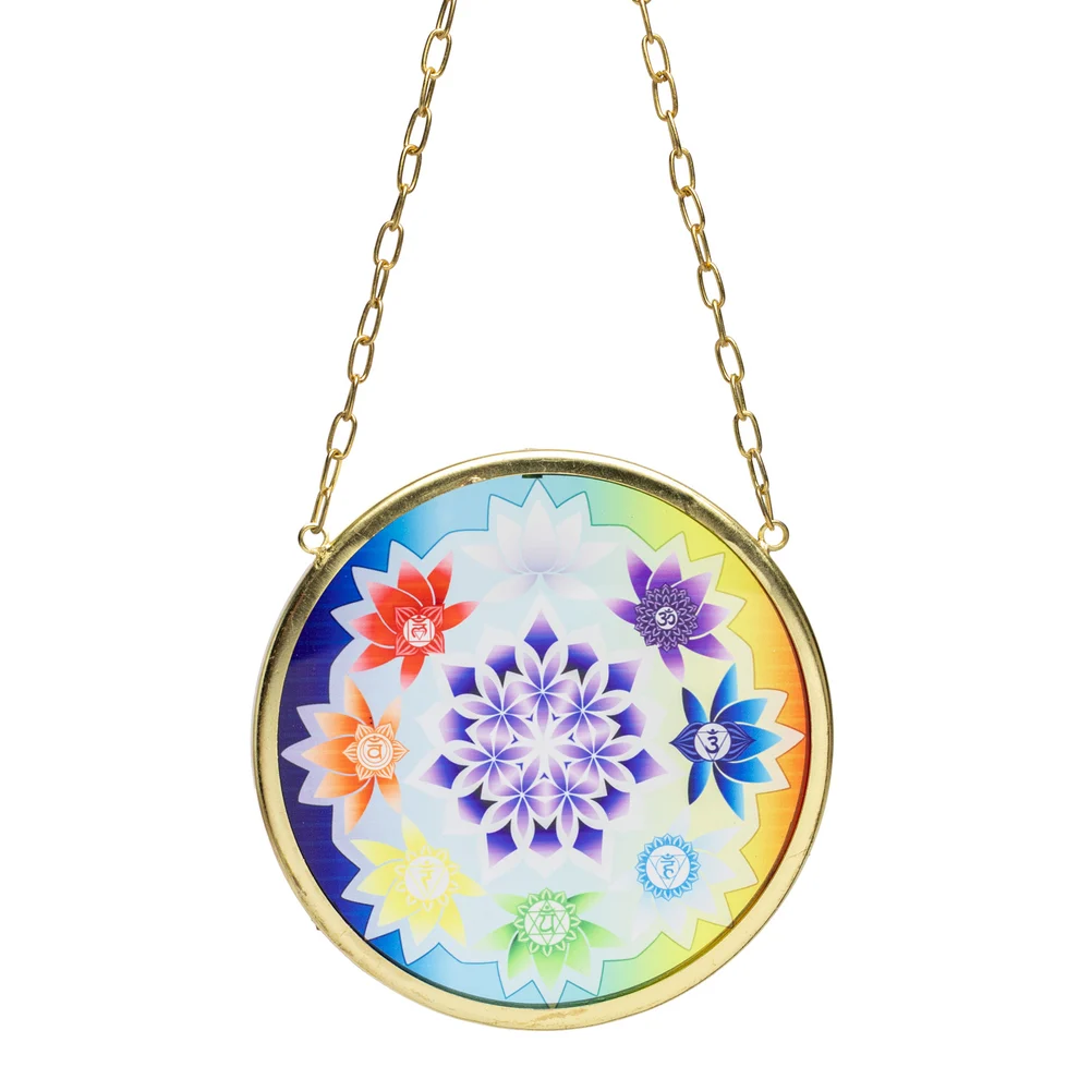 Décoration de fenêtre verre Lotus chakras rond – Image 2