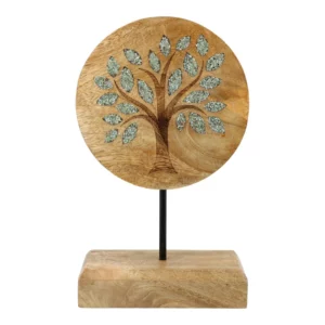 Arbre de Vie bois de manguier avec aventurine verte sur socle