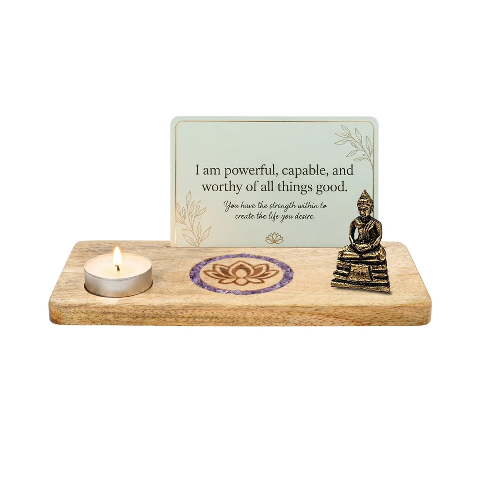 Porte-cartes Lotus améthyste bois de manguier – Image 2