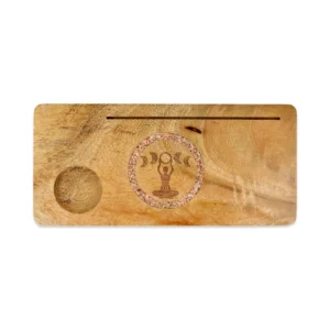Porte-cartes Déesses phases lunaires pierre de lune rose bois de manguier