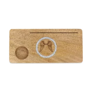 Porte-cartes Ailes d’ange angélite bois de manguier