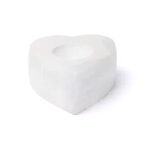 Porte-bougie en forme de cœur en sélénite