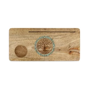 Porte-cartes Arbre de vie amazonite bois de manguier