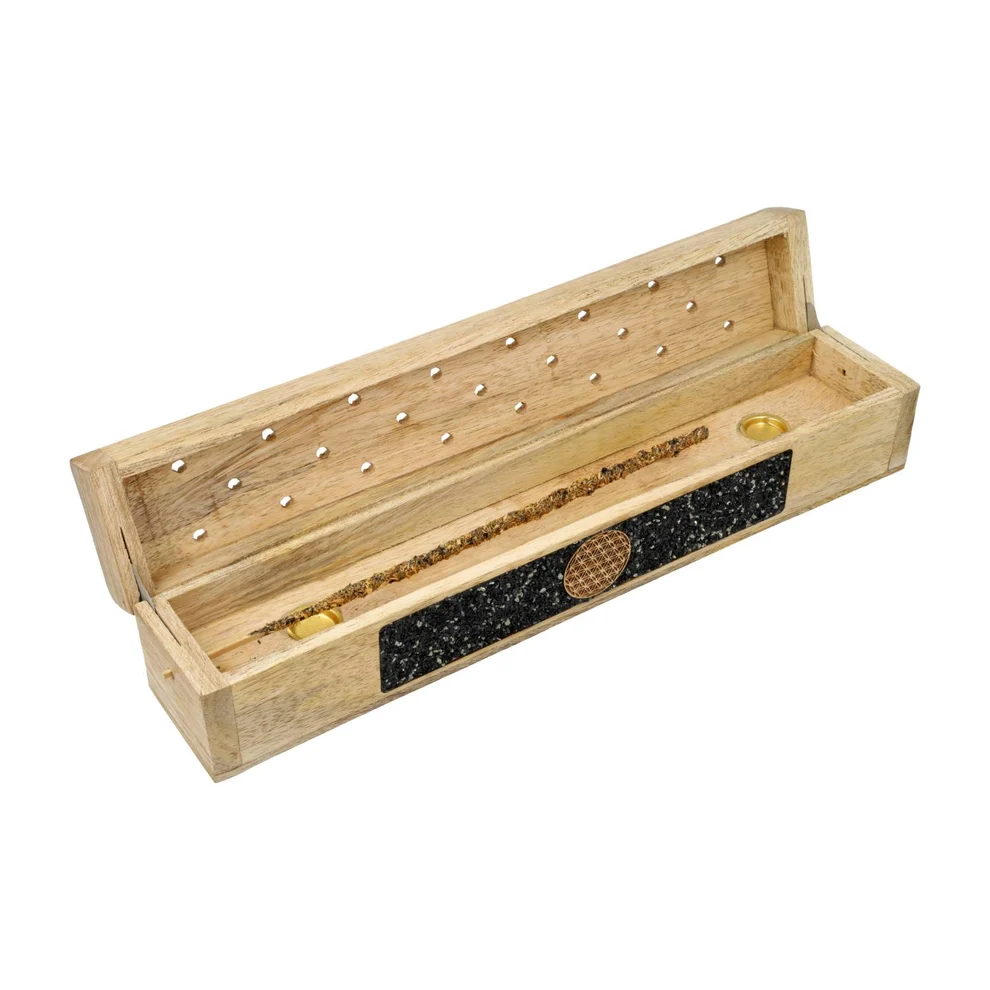 Brûle-encens Fleur de vie tourmaline noire – Image 2
