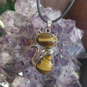 Pendentif Chat en Oeil de Tigre
